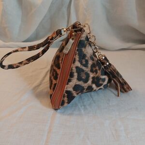 Leopard Print Wristlet Pouch